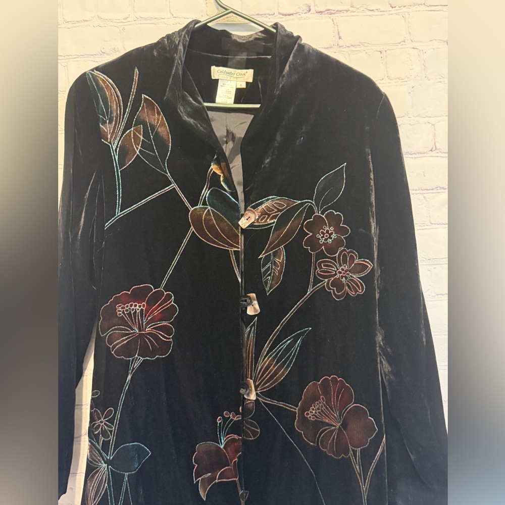 Coldwater Creek Black Velvet Floral Blazer - Picture 3 of 12